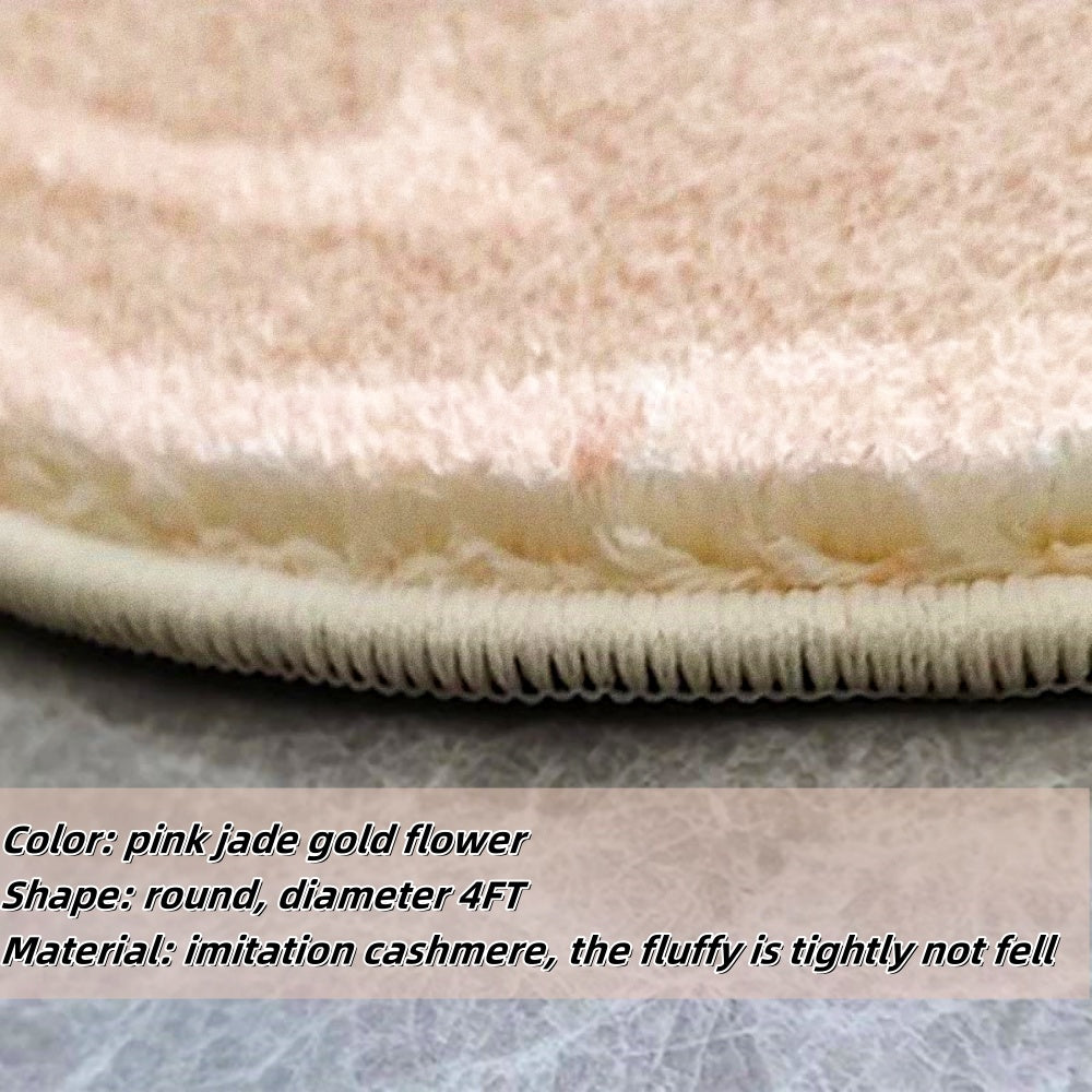 MEHOOM 4ft Round Flower Washable Rug, Soft Throw Round Rug, Non-Slip Area Circle Rug for Living Room, Bedroom, Patio, Indoor, Outdoor, Pink