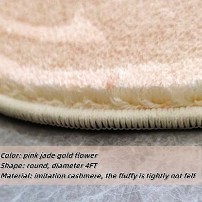 MEHOOM 4ft Round Flower Washable Rug, Soft Throw Round Rug, Non-Slip Area Circle Rug for Living Room, Bedroom, Patio, Indoor, Outdoor, Pink