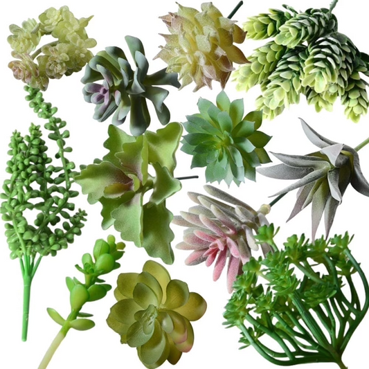 MEHOOM 12 Pcs Artificial Succulent Plants Unpotted, Succulents Fake & Succulant Plants for DIY Craft, Faux Plants Decor for Home Decor, Garden, Office, and Party Decorations