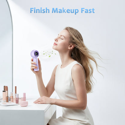 MEHOOM Mini Portable Fan, Rechargeable 4000mAh Small Personal Fan with 5 Speeds, Air Turbo Handheld Fan for outdoor indoor,Travel, Makeup, Eyelash, Kids & Women, Purple