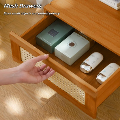 MEHOOM Wooden Night Stand, Small Night Table with Drawers 2-Tier Storage Bedside Table, End Table for Bedroom, Living Room Home Decor, Brown