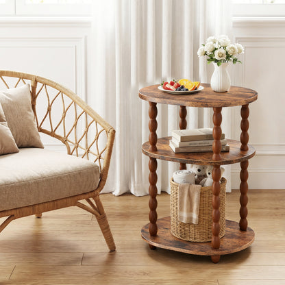 MEHOOM 3-Tier Side Table, Small End Table for Living Room and Bedroom, Vintage Accent Table Nightstand with Storage