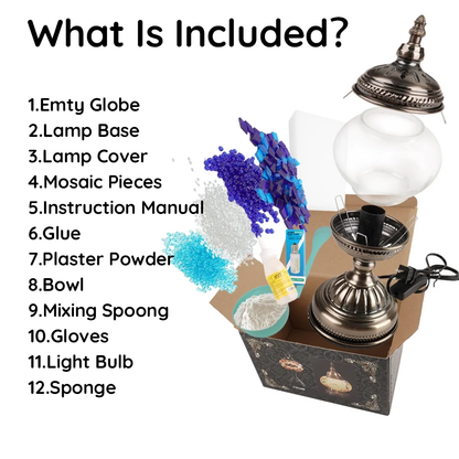 MEHOOM Classic DIY Mosaic Lamp Kit,Turkish Crafts Kit for Adult,Moroccan Decor, Perfect Gift for Her or Him