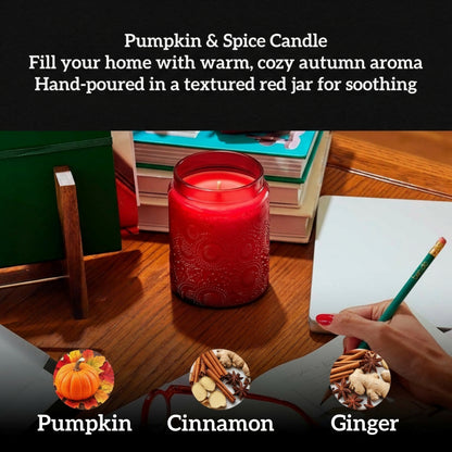 MEHOOM Pumpkin & Spice Wood Wick Scented Candle, 20oz Large Beeswax & Soy Blend, Clean Burning 100-Hour Candle, Cozy Gift for Home Decor