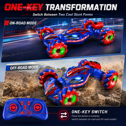 MEHOOM Remote Control Car for Kids Ages 3-12, 2.4GHz RC Stunt Car with Gesture Sensing, 360° Rotating Fast RC Car, LED Lights, Sounds & Mist Spray
