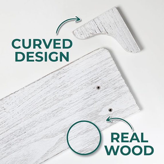 Real Wood Rustic White Wall Shelves for Bedroom - 17 inch (3 Pack) - Easy to Install, Template and Video Included - Solid Wood Floating Shelves, Farmhouse Bathroom Shelves