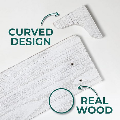 Real Wood Rustic White Wall Shelves for Bedroom - 17 inch (3 Pack) - Easy to Install, Template and Video Included - Solid Wood Floating Shelves, Farmhouse Bathroom Shelves