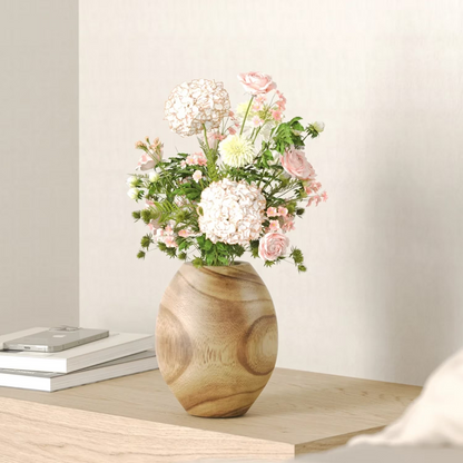 XGVGI Wooden Flower Vase, Rustic Farmhouse Vase with Glass Liner, Decorative Vase for Table, Shelf, Entryway