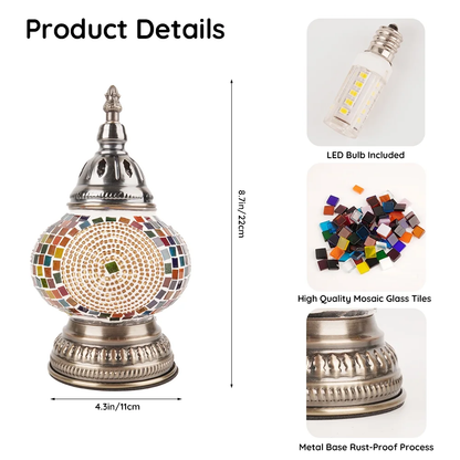 MEHOOM DIY Mosaic Lamp Kit,Yellow Turkish Crafts Kit for Adult,Moroccan Decor, Perfect Gift for Her or Him