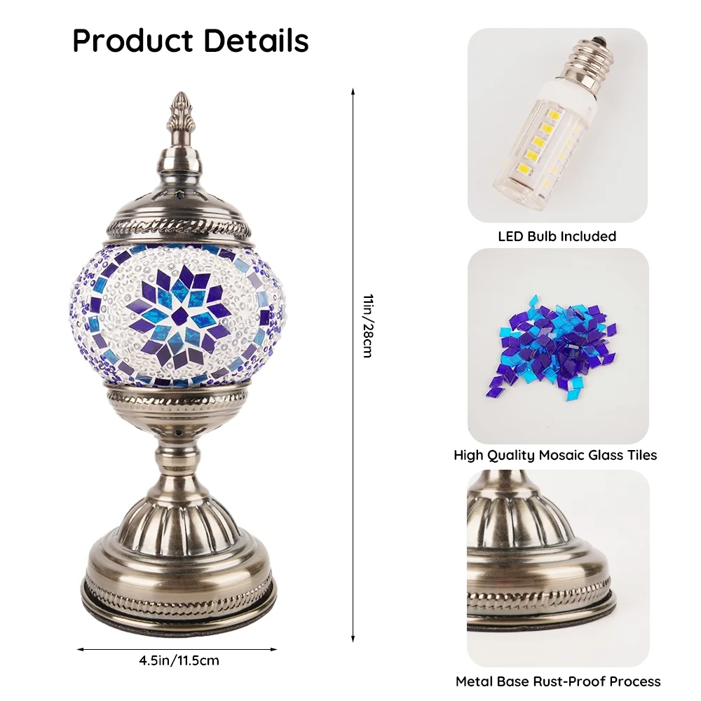 MEHOOM Classic DIY Mosaic Lamp Kit,Turkish Crafts Kit for Adult,Moroccan Decor, Perfect Gift for Her or Him