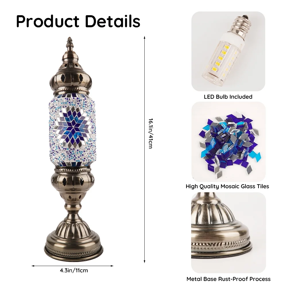 MEHOOM DIY Mosaic Lamp Kit,Turkish Crafts Kit for Adult,Moroccan Decor, Perfect Gift for Her or Him