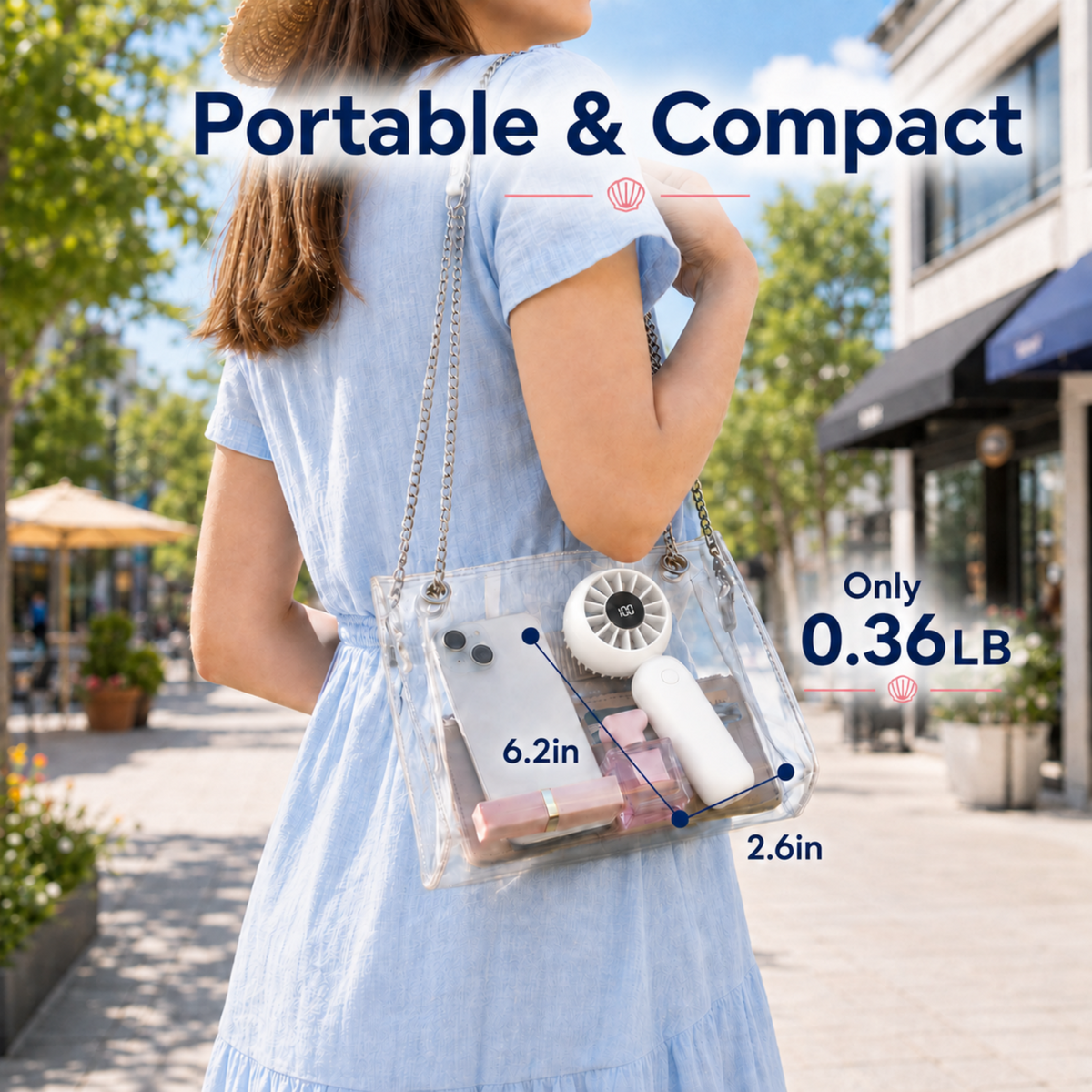 Portable Handheld Mini Fan, Rechargeable 4000mAh Small Personal Fan with 5 Speeds, Air Turbo Portable Fan for Outdoor Indoor, Travel, Makeup, Eyelash, Kids & Women, White