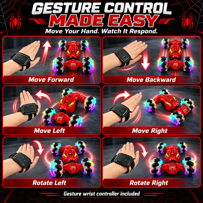 MEHOOM 4WD 360° Stunt & Drift Gesture Sensing RC Cars with 2.4GHz, Rechargeable Remote Control Cars for Kids Ages 3-12, Red
