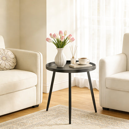 MEHOOM Matte Black Round Side Table, Small Metal End Table for Living Room, Bedroom, Sofa Side & Small Spaces