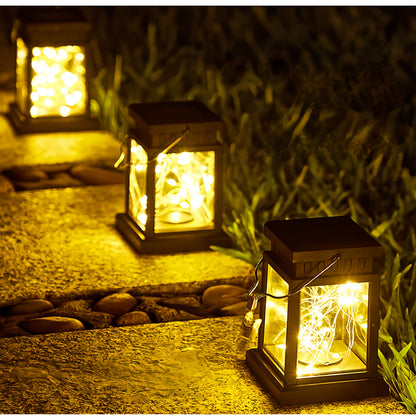 MEHOOM Outdoor Solar Lanterns 4 Pack, Waterproof Hanging Lights with Ground Stake, Retro Palace Design Warm White LED Solar Lights for Patio, Garden, Yard, Tabletop & Landscape Decor