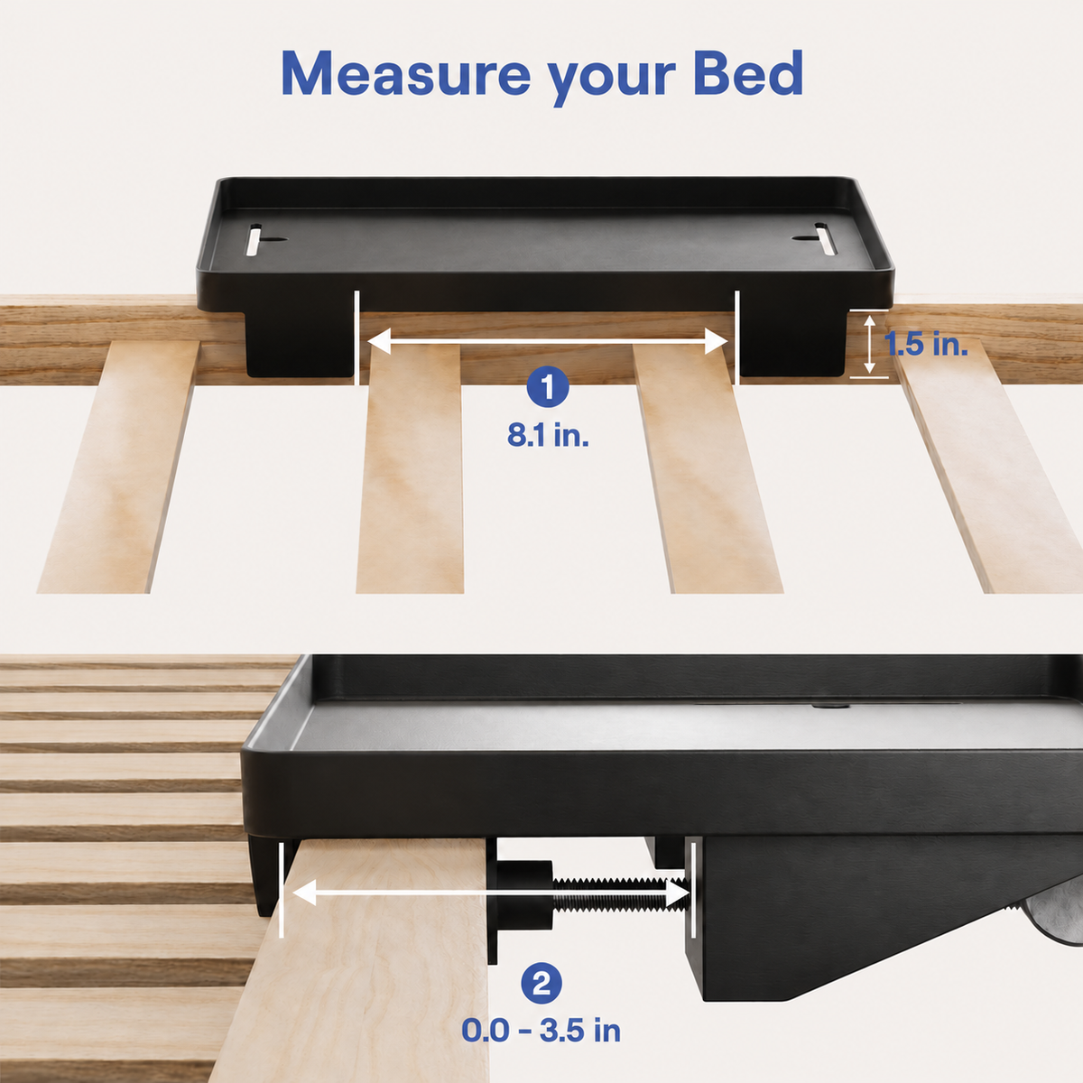 MEHOOM Bedside Shelf for Dorm Room & College Essentials, Bunk Bedside Table with 2 Cable Holes, Bed Tray Table, Clip-On Floating Nightstand with Storage, Black