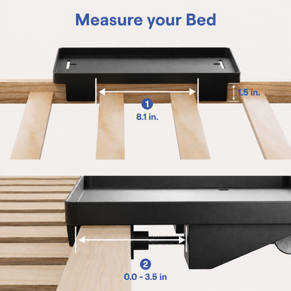 MEHOOM Bedside Shelf for Dorm Room & College Essentials, Bunk Bedside Table with 2 Cable Holes, Bed Tray Table, Clip-On Floating Nightstand with Storage, Black