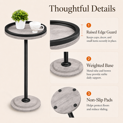 MEHOOM Round Side Table, White Drink Table for Small Spaces, Modern Accent End Table for Living Room, Bedroom