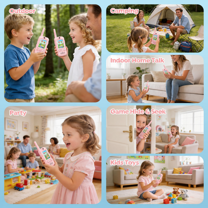 Multifunctional Video Walkie Talkies for Kids, Rechargeable Walkie Talkies with Camera & Message Storage, Long-Range Two-Way Radios for Indoor Outdoor Play, Boys & Girls Ages 3–12 (Pink/Pink)
