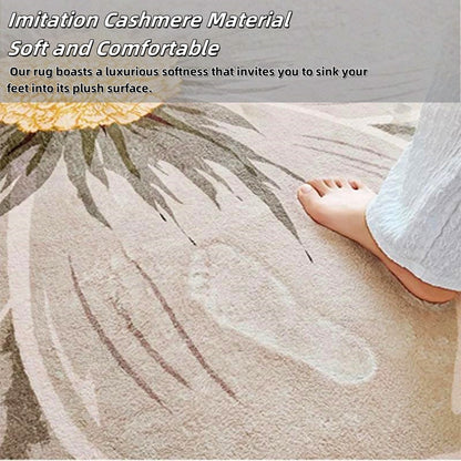 MEHOOM 4ft Round Flower Washable Rug, Soft Throw Round Rug, Non-Slip Area Circle Rug for Living Room, Bedroom, Patio, Indoor, Outdoor, Pink