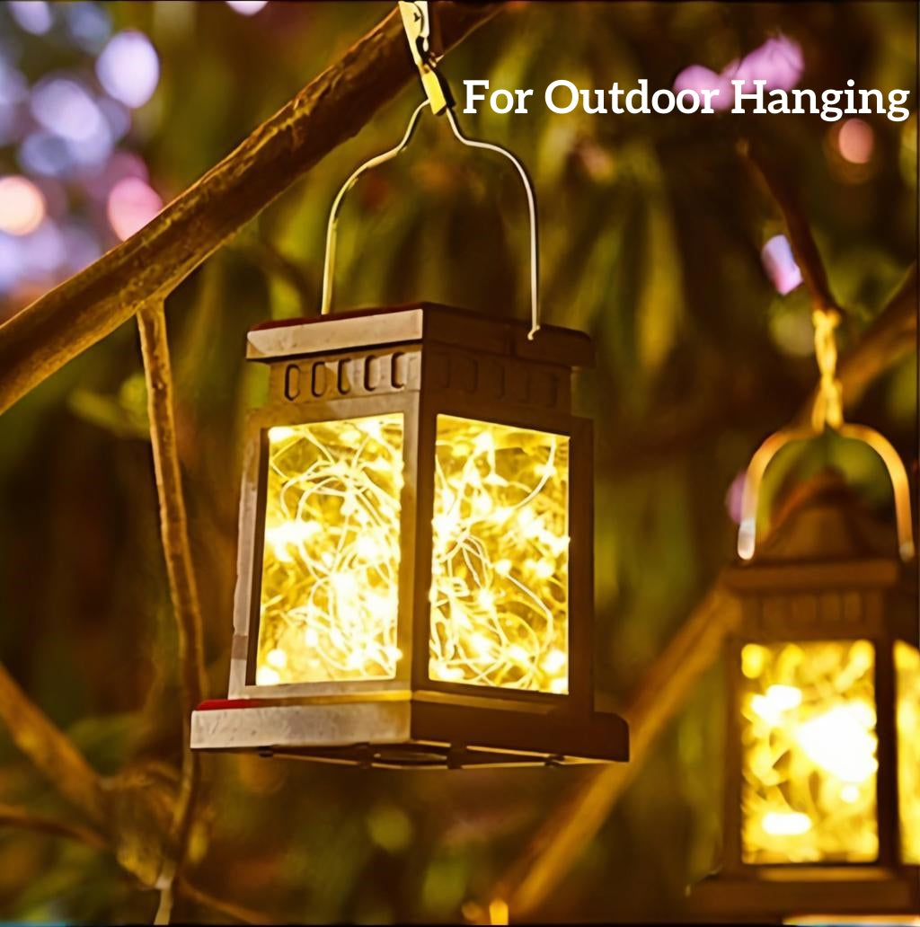MEHOOM Outdoor Solar Lanterns 4 Pack, Waterproof Hanging Lights with Ground Stake, Retro Palace Design Warm White LED Solar Lights for Patio, Garden, Yard, Tabletop & Landscape Decor