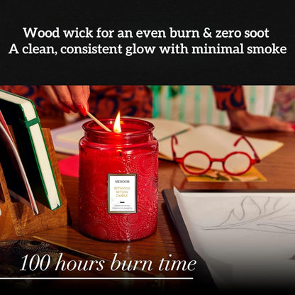 MEHOOM Pumpkin & Spice Wood Wick Scented Candle, 20oz Large Beeswax & Soy Blend, Clean Burning 100-Hour Candle, Cozy Gift for Home Decor