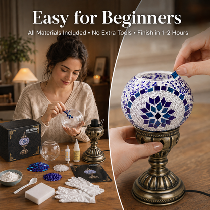 MEHOOM Classic DIY Mosaic Lamp Kit,Turkish Crafts Kit for Adult,Moroccan Decor, Perfect Gift for Her or Him