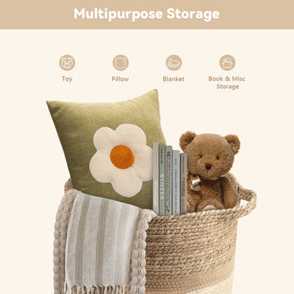 MEHOOM 100L Handmade Woven Storage & Organization,Toys Storage Baskets & Bins,Large Decorative Baskets with Handle, Blanket Basket for Living Room