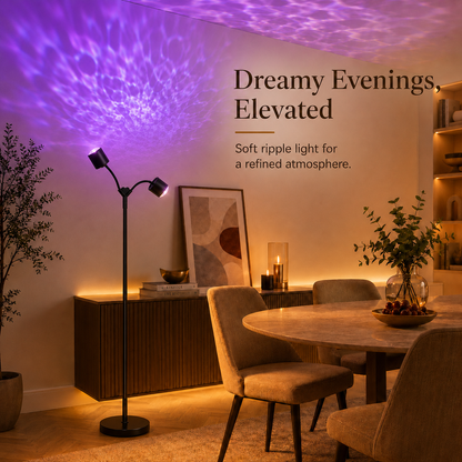 MEHOOM  Double-Headed Floor Lamp , 360°Rotating Sunset Lamp Ambiance Comes with 7 Color Swatches,  Modern Floor Stand Night Light for Living Rooms, Bedrooms & Offices