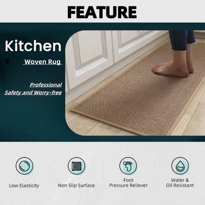 MEHOOM Boho Indoor Flax Woven  Runner Rug Brown 17inx59in, Non-Slip Rubberback  washable rugs,Qickly Absorb Water Kitchen Rugs, Farmhouse Decor Rugs for living room,bedroom,Kitchen,Hallway,bathroom