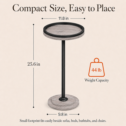 MEHOOM Round Side Table, White Drink Table for Small Spaces, Modern Accent End Table for Living Room, Bedroom
