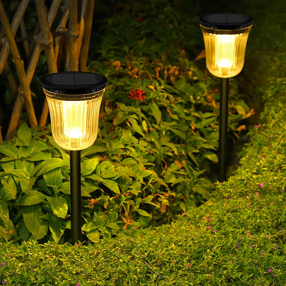 MEHOOM 200 Lumens Solar Landscape Lights Outdoor, 4 Pack Warm & White Solar Pathway Lights, 1800mAh Battery, IP65 Waterproof Garden Lights for Yard Lawn Walkway Patio