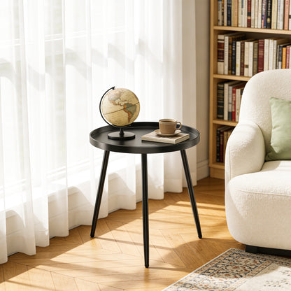 MEHOOM Matte Black Round Side Table, Small Metal End Table for Living Room, Bedroom, Sofa Side & Small Spaces