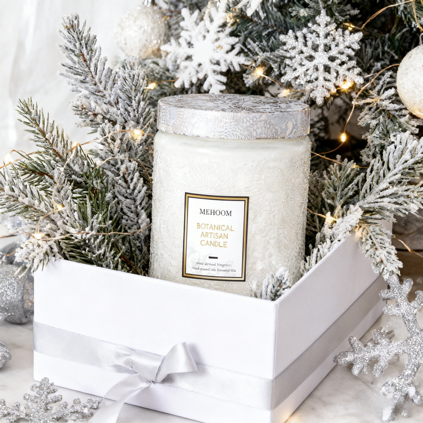 MEHOOM Green Tea & Sandalwood Wood Wick Scented Candle, 20oz Large Beeswax & Soy Blend, Clean Burning 100-Hour Candle, Cozy Gift for Home Decor