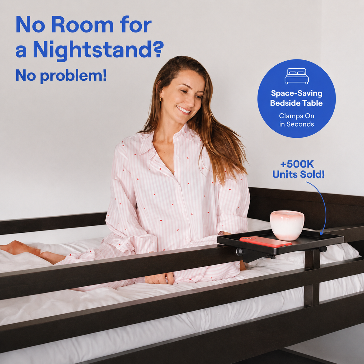 MEHOOM Bedside Shelf for Dorm Room & College Essentials, Bunk Bedside Table with 2 Cable Holes, Bed Tray Table, Clip-On Floating Nightstand with Storage, Black