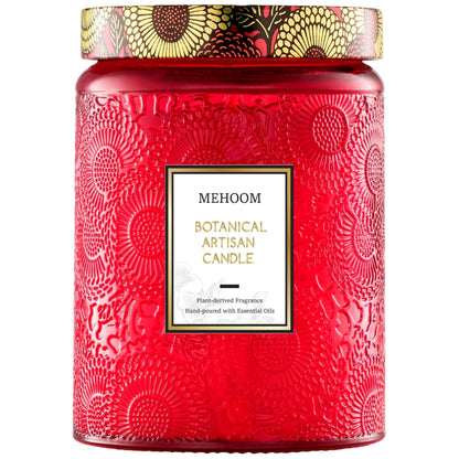 MEHOOM Pumpkin & Spice Wood Wick Scented Candle, 20oz Large Beeswax & Soy Blend, Clean Burning 100-Hour Candle, Cozy Gift for Home Decor