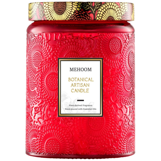 MEHOOM Pumpkin & Spice Wood Wick Scented Candle, 20oz Large Beeswax & Soy Blend, Clean Burning 100-Hour Candle, Cozy Gift for Home Decor