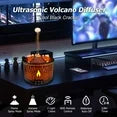MEHOOM Volcano Flame Air Humidifier Light Ultrasonic Essential Oil Diffuser, Auto Shut-Off, Remote Control,Scented Humidifier for Home Bedroom, Black