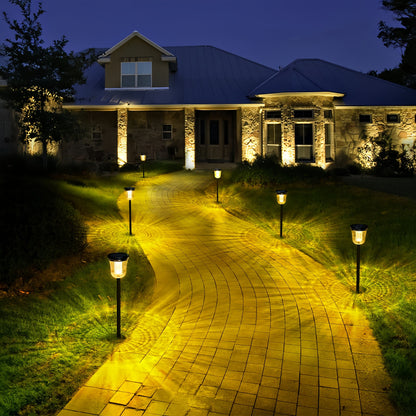 MEHOOM 200 Lumens Solar Landscape Lights Outdoor, 4 Pack Warm & White Solar Pathway Lights, 1800mAh Battery, IP65 Waterproof Garden Lights for Yard Lawn Walkway Patio