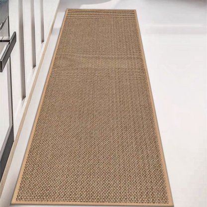 MEHOOM Boho Indoor Flax Woven  Runner Rug Brown 17inx59in, Non-Slip Rubberback  washable rugs,Qickly Absorb Water Kitchen Rugs, Farmhouse Decor Rugs for living room,bedroom,Kitchen,Hallway,bathroom