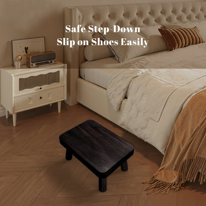 MEHOOM Wooden Step Stool for Adults and Kids, Heavy Duty Foot Stool with 500 lbs Capacity, Non-Slip Step Stool for Bedroom, Kitchen, Bathroom (Rustic Brown)