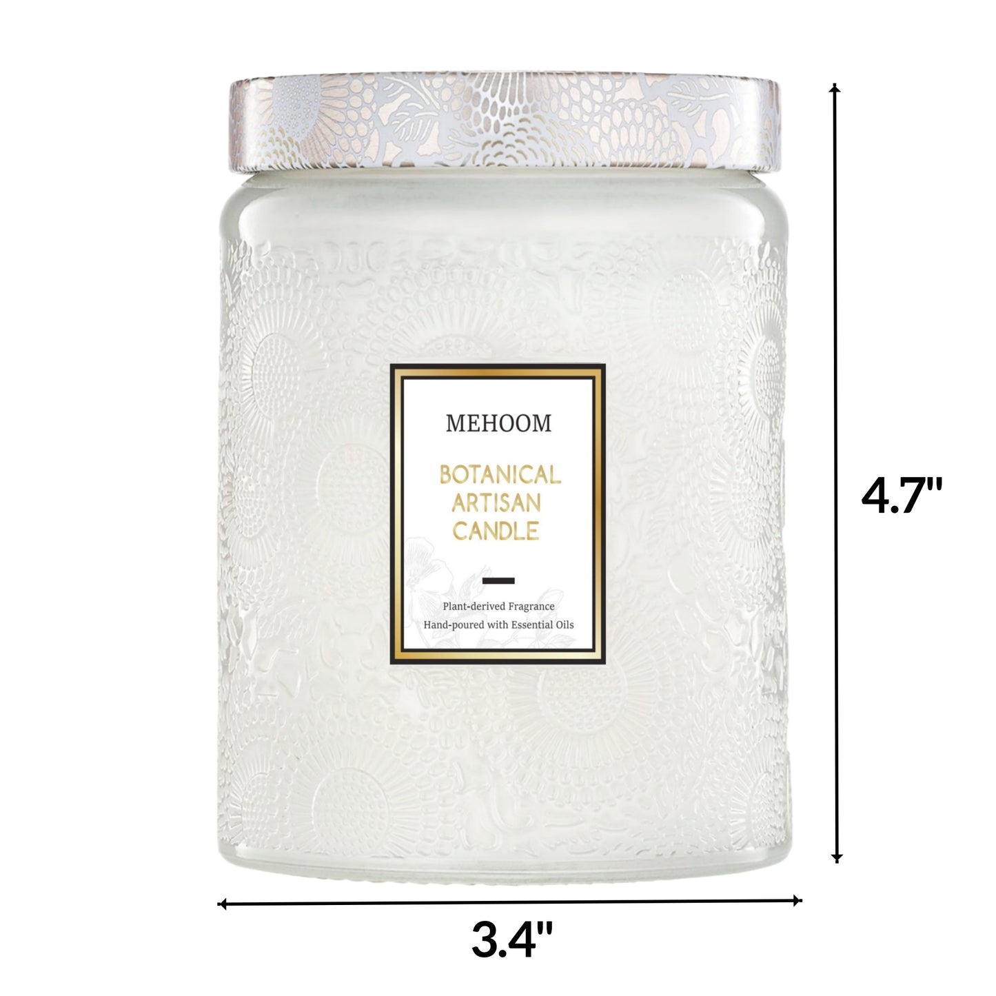 MEHOOM Green Tea & Sandalwood Wood Wick Scented Candle, 20oz Large Beeswax & Soy Blend, Clean Burning 100-Hour Candle, Cozy Gift for Home Decor