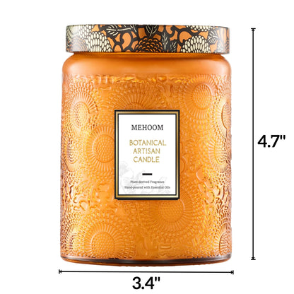 MEHOOM Cedarwood & Amber Wood Wick Scented Candle, 20oz Large Beeswax & Soy Blend, Clean Burning 100-Hour Candle, Cozy Gift for Home Decor