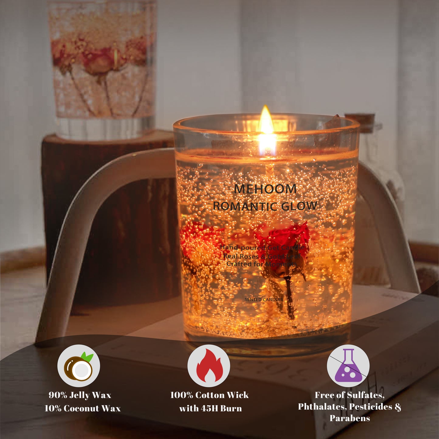 MEHOOM 2-Pack 26oz Scented Candles Sets with 90h Burn Time, Rose Cardamom Soy Decorative Candles, Fall Decorations for Home, Fragrance Candles Gifts for Women