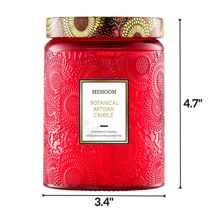MEHOOM Pumpkin & Spice Wood Wick Scented Candle, 20oz Large Beeswax & Soy Blend, Clean Burning 100-Hour Candle, Cozy Gift for Home Decor