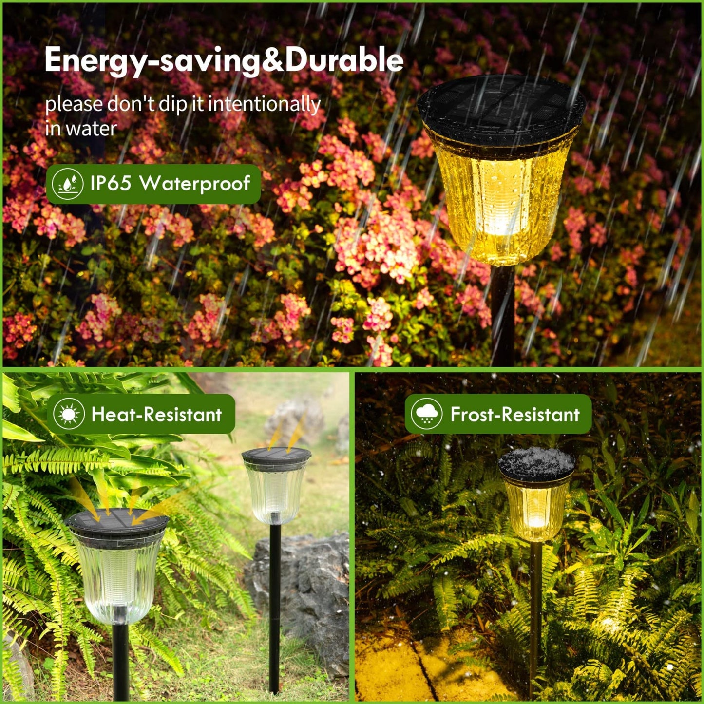 MEHOOM 200 Lumens Solar Landscape Lights Outdoor, 4 Pack Warm & White Solar Pathway Lights, 1800mAh Battery, IP65 Waterproof Garden Lights for Yard Lawn Walkway Patio