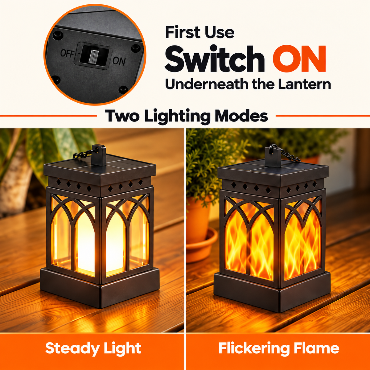 MEHOOM Solar Lanterns Outdoor Waterproof, 4-Pack Flickering Flame Hanging Solar Lights for Patio Yard Garden Decor