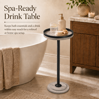 MEHOOM Round Side Table, White Drink Table for Small Spaces, Modern Accent End Table for Living Room, Bedroom