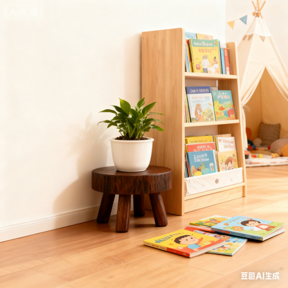 MEHOOM 2-Pack Wooden Plant Stand Indoor, Rustic Natural Small Plant Stool for Garden, Patio, Home