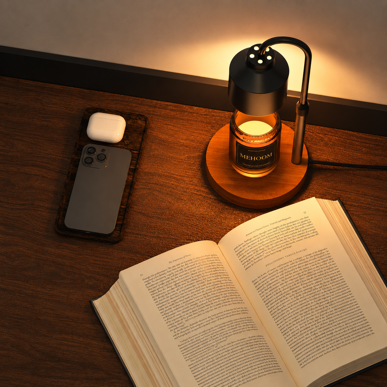 MEHOOM Black Metal Candle Warmer Lamp with Dimmer Timer, Adjustable Height Warmer for Jar Candles, with 2 Bulbs, Home Decor Gifts for Bedroom Living Room